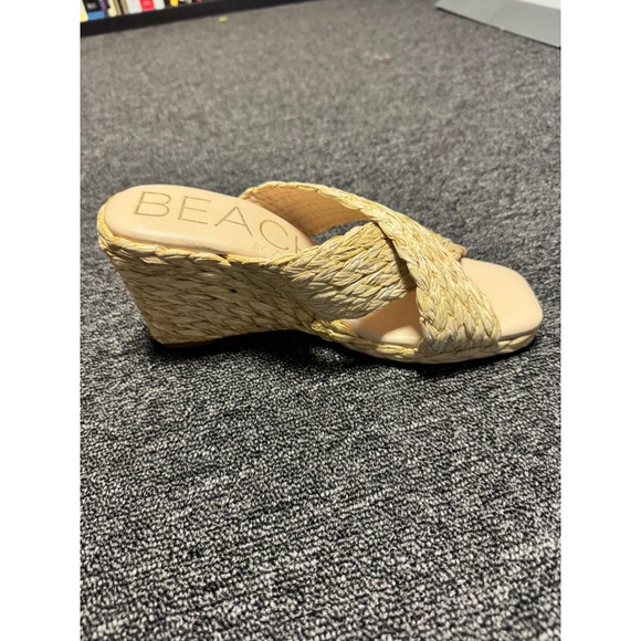 Beach by Matisse Bondi Natural Raffia Platform Wedge Sandals 8M Braided Slides - Picture 2 of 7